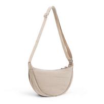 Pusmėnulio krepšys moterims vyrams, nailoninis pusmėnulio krepšys, hobo krepšys, crossbody krepšys, nešiojama pusmėnulio piniginė su reguliuojamu dirželiu, vienspalvis krūtinės krepšys, rankinė ant peties F white