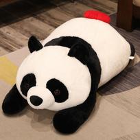 Large love panda doll plush toy lying down black and white panda doll girl sleeping pillow doll 45cm（0.2kg） black