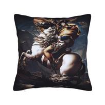 Napoleonas Bonapartas kerta Alpes Pagalvės užvalkalas Spausdinimas Poliesteris Pagalvės užvalkalas Dovana Meno Dekoratyvinis pagalvės užvalkalas Namų Kvadratas 30cm x 30cm black