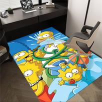 1 vnt. Homero Simpsono, Lizos Simpsono kilimas, itin minkštas, storas ir sugeriantis, neslystantis, skalbiamas mašinoje kilimėlis prieškambariui 60cm by 90cm blue