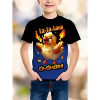 Summer La-La-La Lava Chicken Jockey Funny T Shirt High Quality Fashion Tee boy Casual Short Sleeve Top 100 black