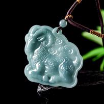 A klasės natūralaus žadeito mėlynojo vandens laimingos avies zodiako pakabukas-karoliai vyrams ir moterims Classic Bead with Antique Rope gray