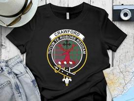 Crawford Clan Crest Tartan Pattern T-Shirt & Sweatshirt – Scottish Heritage 4XL gray