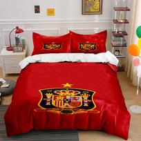 Red bedding with Spain crest. Bedding sets Duvet cover sets Duvet covers Pillowcases(1*Duvet Cover 2*Pillowcases without duvet insert) 135x200cm red