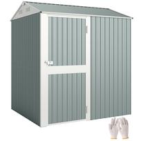 Metal Tool Shed 3.5 m², Tall Lockable Tool Shed with Gable Roof Vents Gloves, 209 x 177 x 236 cm 209 x 177 x 236 cm šviesiai pilka spalva