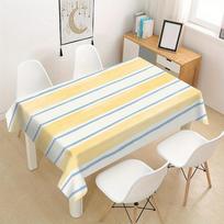 Durable & Stylish Polyester Tablecloth - Vibrant Yellow & White Striped | Machine-Made for Outdoor Dining, Farmhouse Decor 100x145cm beige
