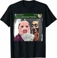 John Pork & Tung Tung Tung Sahur There Is Motion At Your Front Door  Funny Meme Graphic Casual T-Shirt M