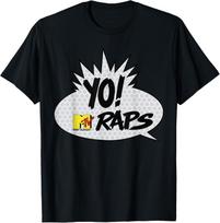Yo MTV Raps Comic Bubble Graphic Tee Men's Short Sleeve Cotton T-Shirt Streetwear L white