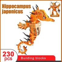 Creative Assembly Crab Ocean Animals Building Block DIY Seahorse Squid Shark Building Blocks Toy Zoo Underwater Boy Robot orange