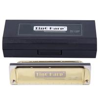 Blues Harp Harmonica 10‑Hole Professional Mouthorgan G Key Gifts Stainless Steel Cover(Blue ) black