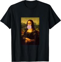Mona Lisa Chewing Gum T-Shirt Funny Mona Lisa Parody T-Shirt XXL brown