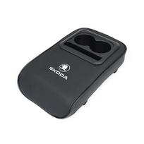 Car Sticker Car Armrest Box Cushion Leather Soft Pad With Cup Holder For Skoda Kylaq Elroq Octavia Enyaq Kamiq Scala Rapid Super ulnm83 black