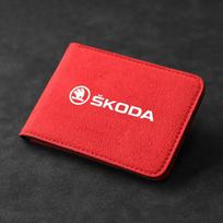 Car Driver License Cover Credit Card Holder For Skoda Octavia Rapid Kodiaq Karoq Fabia S Kamiq Superb Derivative Yeti A7 Superb nlvg96 raudona