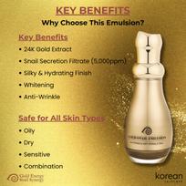 Gold Energy Snail Synergy Moisturizer Emulsion 130ml, Korean Skincare Face Cream with Snail Secretion Filtrate 5,000ppm & 24K Gold 8mg, Anti-Aging beige