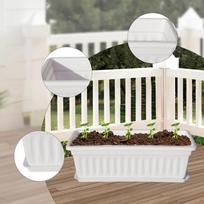 Rectangle Planter Window Box with Drainage Hole Tray Flowerpot Plant Pot for Porch Garden black