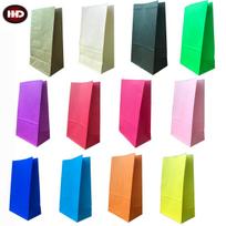 50 vnt. Kraft popieriniai saldainių maišeliai, kvadratiniu dugnu, 13*8*24 cm, užkandžiams ir mėsainiams Yellow Solid 12*6*22 pink