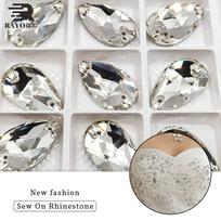 Drop Glass Crystal Sewing Stones Flatback Sew Rhinestones For Garment Clothes Bags XL gray