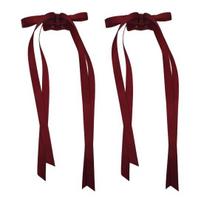 2Pcs Hair Claw Bow Shape Decorative Long Ribbon Hair Clip Powerful Holding Technology Seamless Magnetic Suction Design Hair Pin black