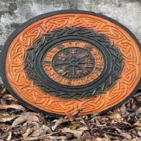 Vikingų apvalus skydas Viduramžių medžio drožyba Cosplay Riterio mūšio Sienos dekoras brown