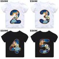 Toy Story Buzz Lightyear Woody Number Girls Clothes 1 2 3 4 5 6 7 8 9 Years Birthday Kids T shirt Baby Boys Children T-Shirt 160 blue