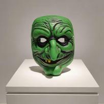Halloween Red Demon & Green Monster Mask Set - Horror Party Costume Props & Haunted House Decor gray