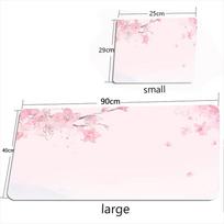 Gaming Mouse Pad Large Desk Mat Antislip Rubber Stitched Edges Cherry Blossom Print Extended Office Mat 300x800x2mm white