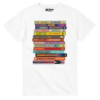 Kurt Vonnegut Book Stack T-Shirt: Literary Graphic Tee 4XL blue