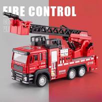 1/32 Fire Ladder Truck Water Tanker Car Toy Model Alloy Diecasting Doors Opened Water Spray Models Decorative For Children Gifts black