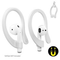 Soft Silicone Anti-Loss Ear Hooks for AirPods 1/2/3/Pro/Pro 2, Sport Anti-Drop Ear Holders with Storage Clip for Running Gym balta
