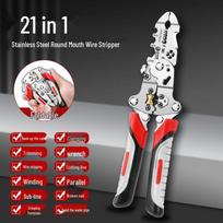 Multi-Functional Electrician's Wire Stripper & Crimping Tool red
