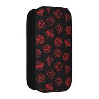 DND D20 Dice Set  Pencil Case Cute Pen Box Bags Student Large Storage Office Zipper Pencilcases 21x10.5x5cm black