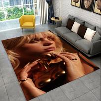 Famous Singer Billie Eilish Star Non-Slip Area Rug for Living Room,Bedroom,Playroom,Carpet Floor Mat Home Decor Rug  Room 80x120cm brown
