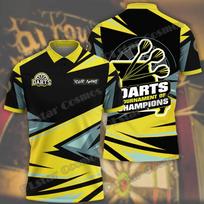 Personalized Name Darts Champions 3D All Over Printed Men's Polo Shirt Summer Unisex Casual Shirt Gift for Dart Player POL90 4XL black