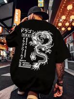 Dragon Kanji Streetwear Graphic T-and kids tshirt Men Women Urban Harajuku Style Short Sleeve Cotton Retro Tee Tops 120 white