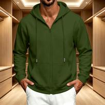Men's Hooded Lined Casual Jacket Color for Everyday Wear L armijos žalia spalva