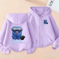 2025 New Kpop Demon Hunters Pattern Zipper Children's Hoodie Casual Cartoon Printed Girls' Sportswear 110 gray