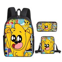 Mikecrack Student Schoolbag Three-Piece Set Cartoon Animation Backpack Satchel Pencil Case Three-piece set (backpack + satchel + pencil case) black