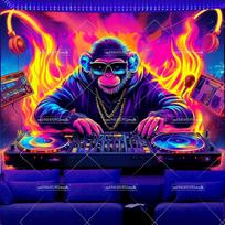 Animals DJ Gorilla Music Blacklight Tapestry UV Reactive Galaxy Fluorescent Tapestrys Room Decor Aesthetic Neon Party Backdrops 100X70CM yellow