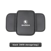 Leather Car Armrest Box Pad Central Arm Rest Storage Pocket Protective Cover For New Skoda Octavia Kodiaq Fabia Superb Karoq knfg14 black