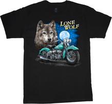 Lone Wolf Motorcycle Moon T-shirt L gray