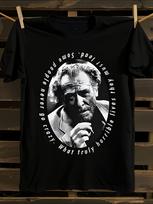 Charles Bukowski Portrait T-Shirt Black with White Print What Truly Quote Casual Crew Neck Regular Fit 2XL white