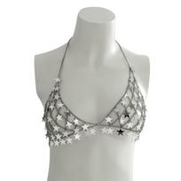 Gold Color Star Sequins Chest Chain Underwear Tassel Bra Bikini Halter Top  Dress Decoration sidabras
