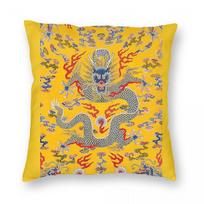 Chinese Empress Dragon Square Pillowcase Polyester Linen Velvet Pattern Zip Decorative Sofa Cushion Cover Wholesale x 30cmx30cm(12x12Inch) gray