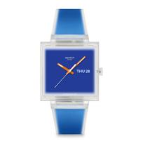 SWATCH Ką Per Unisex Laikrodis SO38K701 Mėlynas 33mm Paprastas Atsitiktinis Dervos Korpusas, 2 ATM Atsparus Dizainas blue