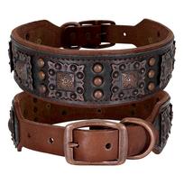 Cool Spikes Dog Collar Durable Real Leather Dogs Collars Metal Rivet Pet Accessories Adjustable for Medium Large Dogs Pitbull 40-47cm juoda