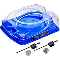 BeyBlade X Drop Attack mūšio rinkinys su Beystadium arena Takara Tomy Viršūnės 2 Impact Drake Hover Wyvern Mūšio žaidimas Rekomenduojama nuo 8 metų ir - & mėlyna