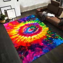 Colorful Tie-Dye Spiral Pattern Carpet, Vibrant Rainbow Living Room Rug Suitable for use as an anti-slip for living room bedroom sofas 40x60cm( 15x23in ) red
