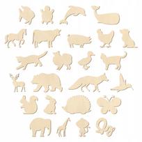 Wooden Animals Figurines Plywood Animals for Decorating MIX 50 PCS