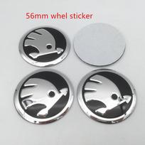 4pcs 3D 56mm 60mm 65mm 70mm 75mm For Skoda Car emblem Wheel hub Center Cap Badge covers sticker Decals Styling accessories mkdr59 gray