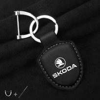 For Skoda Octavia Kodiaq Fabia Vrs Superb Karoq Yeti Rapid Accessories Car Shield Leather Keychain Key Ring Pendant Holder Gift lcvr69 juoda